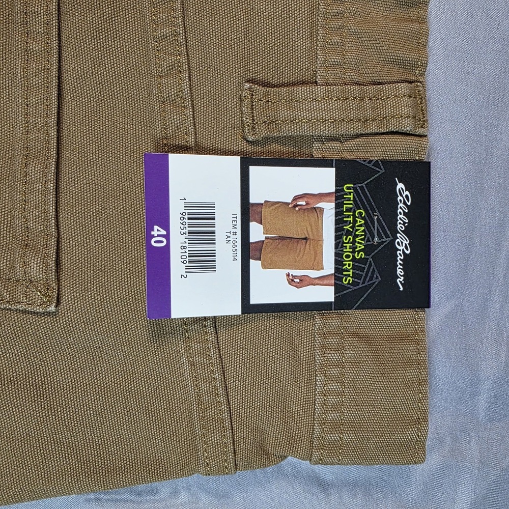 Eddie Bauer Men's Canvas Cargo Utility Shorts Tan 5-Pocket Size 40 NWT - Picture 7 of 10
